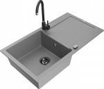 Plautuvė su virtuviniu mai&scaron;ytuvu Mexen Leo, derva/granitas, 90 cm x 50 cm x 19 cm, pilka sp.