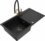 Plautuvė su virtuviniu mai&scaron;ytuvu Mexen Leo, derva/granitas, 80 cm x 50 cm x 19 cm, juoda sp.