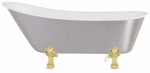 Vonia, laisvai pastatoma Besco Olaya Glam, 160 cm x 67 cm x 68 cm, ovalas, aukso sp./balta sp.