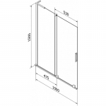 Vonios sienelė Mexen Velar L, 100 cm x 150 cm, brushed gun gray sp./skaidrus