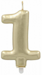 Gimtadienio žvakutė Pap Star Nr.1, aukso sp., 7 cm