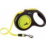 Automatinis pavadėlis Flexi New Neon, juoda sp./geltona sp., M