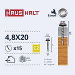 Savisriegis Haushalt, 4.8 mm x 20 mm, 15 vnt.