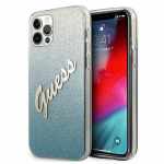 Telefono dėklas Guess Glitter Gradient Script for iPhone 12 / 12 Pro, Apple iPhone 12/Apple iPhone 12 Pro, sidabro sp./žydra sp.