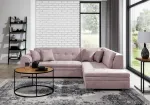 Kampinė sofa Pieretta Soro 61, rožinė sp., de&scaron;ininė, 205 x 260 cm x 80 cm