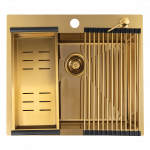 Virtuvinė plautuvė Laveo Malawi SLMAG10D, nerūdijantysis plienas, 58 cm x 50 cm x 20 cm, aukso