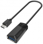 Adapteris Hama USB-C - USB 3.2 USB-C male, USB female, juoda