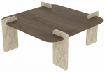 Kavos staliukas Kalune Design Afrolli, rie&scaron;uto sp./travertine sp., 90 cm x 90 cm x 35 cm