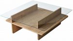 Kavos staliukas Kalune Design Saga, skaidri sp./sapphire, 90 cm x 90 cm x 35 cm