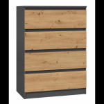 Komoda Malwa M4, antracito sp./ąžuolo sp., 90 cm x 70 cm x 40 cm
