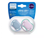 Čiulptukų rinkinys Philips Avent Ultra Air Neutral, nuo 6 mėnesių, mėlyna sp./rožinė sp.