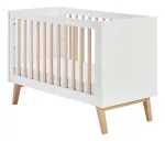 Kūdikio lovytė Pinio Swing 034-010-310, balta sp./medžio sp., 60 x 120 cm, be patalynės dėžės, be čiužinio