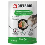 &Scaron;lapias kačių maistas Ontario Herb Line, vi&scaron;tiena/krevetės, 0.08 kg
