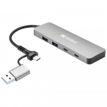 USB &scaron;akotuvas Sandberg USB-C/A to 2xUSB-A+2xUSB-C Hub