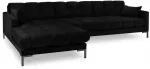 Kampinė sofa Micadoni Home Mamaia Velvet, juoda sp., kairinė, 293 x 185 cm x 75 cm