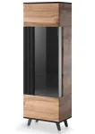 Vitrina Random W-1, ąžuolo sp./juoda sp., 40 cm x 60 cm x 182 cm