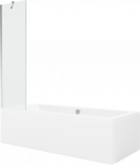 Vonia su sienele, laisvai pastatoma Mexen Cube, 170 cm x 80 cm x 39 cm, stačiakampis, skaidri/balta