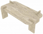 Kavos staliukas Kalune Design Lovge, travertine sp., 60 cm x 120 cm x 35 - 40 cm