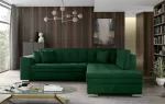 Kampinė sofa Pieretta Kronos 19, tamsiai žalia sp., de&scaron;ininė, 205 x 260 cm x 80 cm