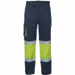 Darbo kelnės vyrams Cerva Multinorm Strip FR HV, mėlyna sp./geltona sp., XL dydis