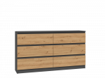 Komoda Akord Malwa M6 140, antracito sp./ąžuolo sp., 75 cm x 40 cm x 138 cm