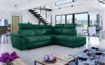 Kampinė sofa Loreto Monolith 37, tamsiai žalia sp., de&scaron;ininė, 210 x 260 cm x 102 cm