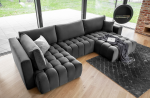 Kampinė sofa Bonito Nube 6, tamsiai pilka sp., de&scaron;ininė, 170 x 340 cm x 92 cm