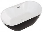 Vonia, laisvai pastatoma Besco Navia Black&White Matt, 140 cm x 75 cm x 60 cm, ovalas, balta sp./juoda sp.