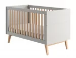 Kūdikio lovytė Pinio Swing 034-011-310, medžio sp./pilka sp., 70 x 140 cm, be patalynės dėžės, be čiužinio