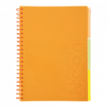 Sąsiuvinis matematikos/fizikos/chemijos Zibi Neon, langeliais, A4, 120 lapų, Oranžinė sp.