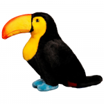 Pliu&scaron;inis žaislas papūgos Lean Toys Toucan 22180, mėlyna sp./juoda sp./oranžinė sp., 25 cm
