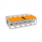 Laidų jungė Wago 5-WAY, 5x0,5-6mm&sup2;, 5 viet., 32 A, oranžinė sp., 15 vnt.