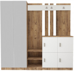 Prie&scaron;kambario baldų komplektas Kalune Design DD9 AW, vidaus, balta sp./pu&scaron;ies sp