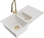 Plautuvė su virtuviniu mai&scaron;ytuvu Mexen Matias Elia, granitas, 90 cm x 50.5 cm x 20 cm, aukso/balta