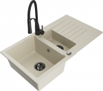 Plautuvė su virtuviniu mai&scaron;ytuvu Mexen Matias, granitas, 90 cm x 50.5 cm x 20 cm, juoda sp./smėlio sp.