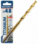 Metalo grąžtas Specialist+ Titanium, metalas/nerūdijantysis plienas/plastikas, hss m2, tiesus, 4.8 mm x 8.6 cm