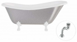 Vonia, laisvai pastatoma Besco Otylia Glam, 160 cm x 77 cm x 68.5 cm, ovalas, balta sp./sidabro sp.