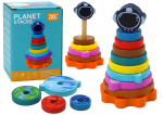 Medinė piramidė Lean Toys Planet Stacks, 15 cm, įvairių spalvų, 10 vnt.