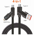 Laidas 51613, Lightning/USB Type A/2 x USB Type C male, 200 cm, juoda sp.
