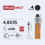 Savisriegis Haushalt DIN 7504K, 4.8 mm x 35 mm, 200 vnt.