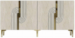Konsolinis staliukas Kalune Design Merya 150, aukso sp./balta sp./travertine sp., 32 cm x 150 cm x 75 cm