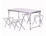 Sulankstomas turistinis stalas su kėdėmis 26603, balta sp., 120 cm x 60 cm x 66 cm