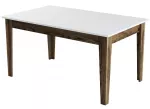 Stalas Kalune Design Milan 514, balta sp./rie&scaron;uto sp./tamsiai ruda sp., 88 cm x 145 cm x 75 cm