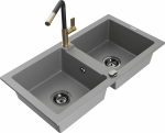 Plautuvė su virtuviniu mai&scaron;ytuvu Mexen Mario, derva/granitas, 82 cm x 43.6 cm x 16.1 cm, pilka