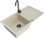 Plautuvė su virtuviniu mai&scaron;ytuvu Mexen Leo, granitas, 90 cm x 50 cm x 19 cm, juoda sp./rusva sp.