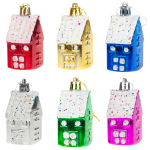 Eglutės žaisliukų rinkinys Nameliai, įvairių spalvų, plastikas, 6 vnt.