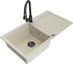 Plautuvė su virtuviniu mai&scaron;ytuvu Mexen Leo, granitas, 90 cm x 50 cm x 19 cm, juoda sp./rusva sp.