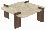 Kavos staliukas Kalune Design Afrolli, rie&scaron;uto sp./travertine sp., 90 cm x 90 cm x 35 cm