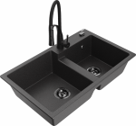Plautuvė su virtuviniu mai&scaron;ytuvu Mexen Tomas Aster, granitas, 80 cm x 50 cm x 19 cm, black granite col.