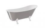 Vonia, laisvai pastatoma Besco Olaya Glam, 160 cm x 68 cm x 68 cm, ovalas, balta sp./sidabro sp.